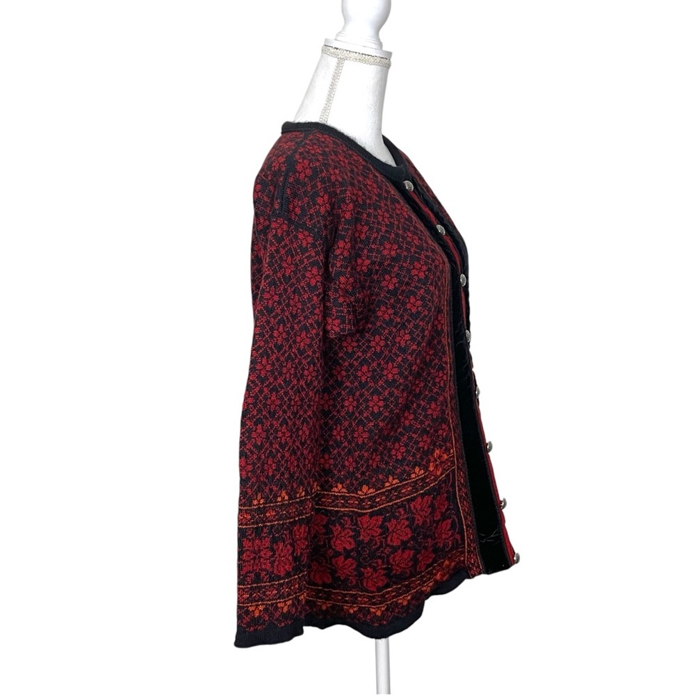 Vintage Dale of Norway Red Nordic Wool Cardigan Medium - Picture 8 of 11